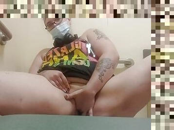 banhos, masturbação, escritório, público, amador, mulher-madura, bbw, sozinho, tatuagem