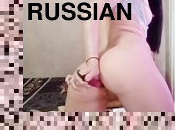 cul, gros-nichons, masturbation, russe, amateur, anal, jouet, solo, brunette, petits-seins