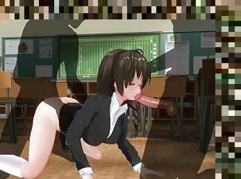3D HENTAI Schoolgirl fucks in doggystyle and gives blowjob
