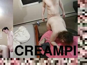 hundestilling, fest, offentlig, amatør, creampie, par, universitet