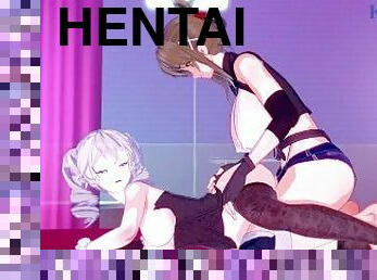 levrette, fellation, lesbienne, hirondelle, ejaculation, anime, hentai, 3d, cow-girl, hôtel