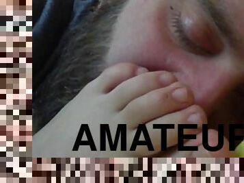 amatør, fødder, beskidt, fetish, suttende, tæer