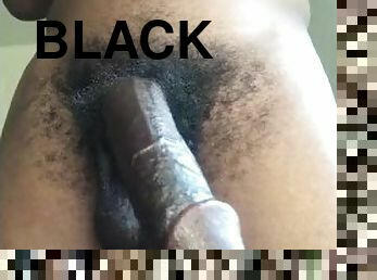 Woke up masturbating my huge big black cock