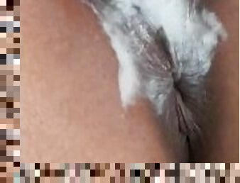 masturbation, chatte-pussy, femme, ébène, jouet, maison, black, point-de-vue, ejaculation, pute