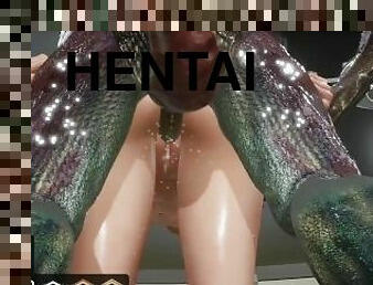 monstro, pénis-grande, anime, hentai, belíssimo, 3d, campainha