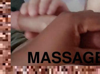 masturbation, amatör, mörkhyad, blandade-raser, avrunkning, massage, svart, flickvän, bollar, retande