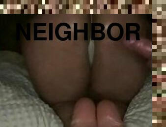 Oily foot tease and toe fuck from Latina neighbor