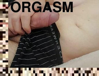 grande, orgasmo, amador, meias-calças, ejaculação, sozinho