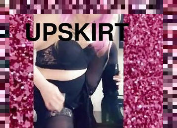 strømpebukse, fest, offentlig, pussy, amatør, eldre, milf, skjørtet, strømper-stockings, fetisj