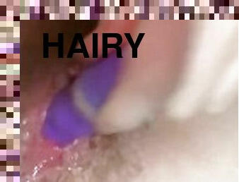 Creamy hairy pink pussy