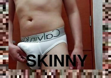 Twink in white briefs undies plays with himself