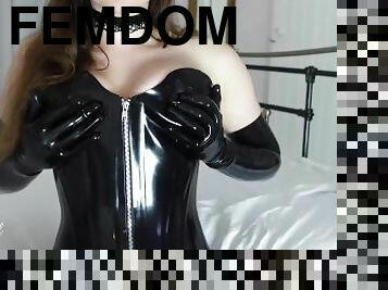 amatør, britisk, fetish, latex, solo, brunette, femidom, gummi, drillende