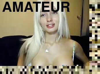 masturbação, amador, babes, loira, webcam, dildo, rabo, sozinho, provocando