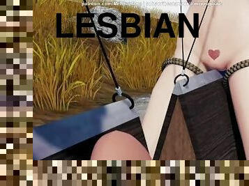 lesbienne, jouet, bdsm, ligotée, anime, fantaisie, chevauchement, 3d, fétiche, bâillonnement