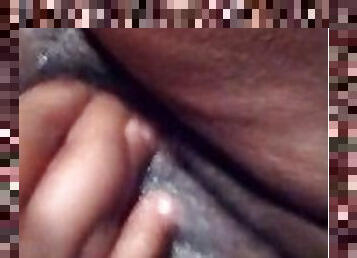 Ebony BBW gets finger fucked til creamy squirt