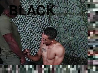 Black army gay Aaron Trainer seduces young Latino Amone Bane