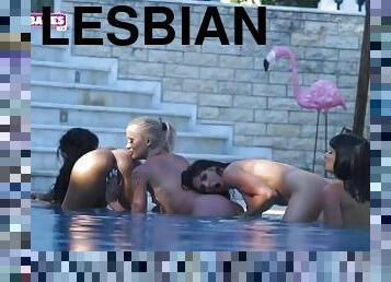 SugarBabesTV - Poolside Lesbian Sex Train