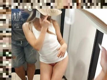 My sexy classmate gets excited stripping in front of me in the fitting room