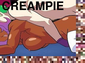 creampie, kæreste-kvindlig, sperm, anime, hentai, kæreste-mandlig