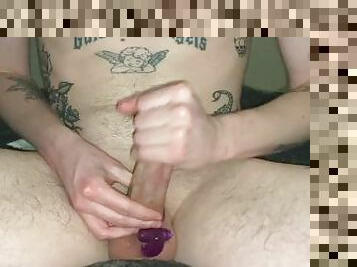 masturbation, orgasme, amateur, énorme-bite, jouet, point-de-vue, fétiche, solo, tatouage, bite