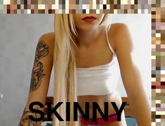 Skinny Big Boobs Blonde Babe Masturbating Show On Cam