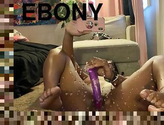 Ebony Squirts All Over Mirror W/ Dildo