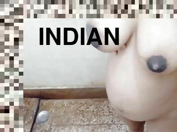 gros-nichons, amateur, indien, seins, solo