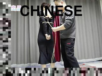 asiático, sadomasoquismo, fetichista, amordazada, china, bondage, dominación