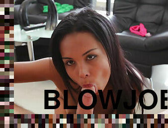 POV gentle blowjob from latina Karla for money