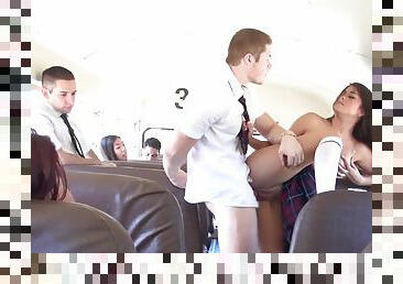 Kinky schoolgirl Natalie Monroe gets fucked on the bus