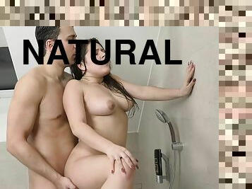 الاستحمام, كبيرة-الثدي, أسلوب-هزلي, لسان, مراهقون, طبيعية, حلق, سمراء, غاوية