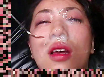 Japanese gets covered in jizz