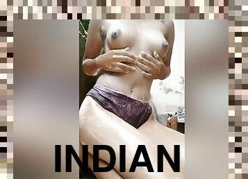 Desi Indian Naught Cute Girl Playing With Her Small Tits And Taking Bath