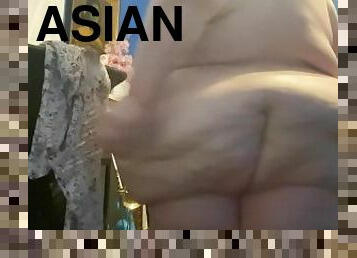 asiatisk, bading, store-pupper, feit, svær, amatør, milf, bbw, fetisj, dusj