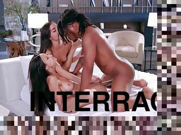 interracial, a-três, morena