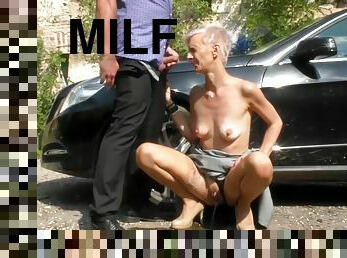 Blonde Bimbo Hitch Hiker Loves His Piss