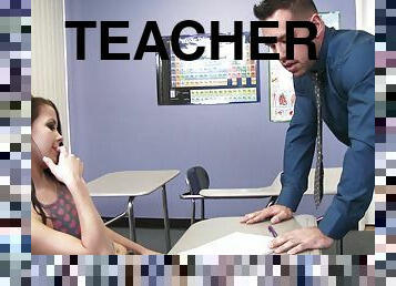 Teacher punishes Alaina Kristar with some facefucking & pussy dicking