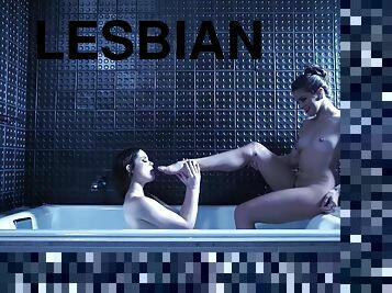lesbian-lesbian, jenis-pornografi-milf, kaki, fetish-benda-yang-dapat-meningkatkan-gairah-sex, berambut-cokelat, tato, payudara-kecil
