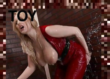 Lady In Red Covered In Cum - Angel Wicky