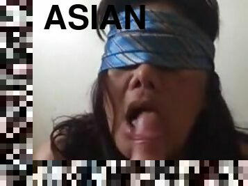 Blindfolded Asian MILF Blowjob