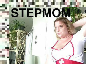 Stepmom plays sexy nurse for her injured stepson