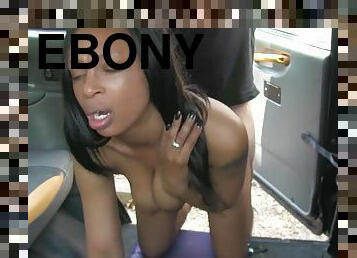 Naked ebony Lola Marie gets cabbie's white prick to suck & fuck in the back