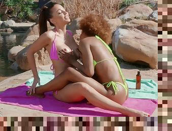 Abigail Mac and Demi Sutra pleasuring each other outdoors