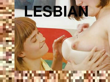 Lesbian babes Luci W & Laney Day hard masturbates