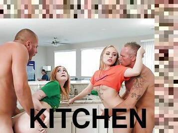 Anna Clair Clouds and Scarlet Skies getting fucked in the kitchen