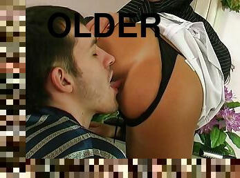 Young Guy With Long Throbber Destroys Pucker Of Older Dame