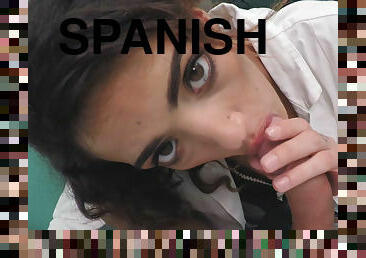 Spanish Student With Hazel Eyes Sucks Crooked Doctor's Pecker