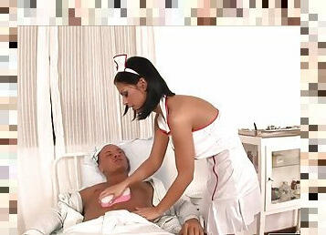 Inviting nurse cures a stiff male stick