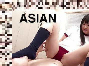 asiatique, écolière, étudiante, ejaculation-sur-le-corps, ados, japonais, ejaculation, fétiche, face-sitting