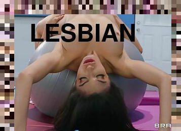 Two kinky lesbians having fun during their pilates class